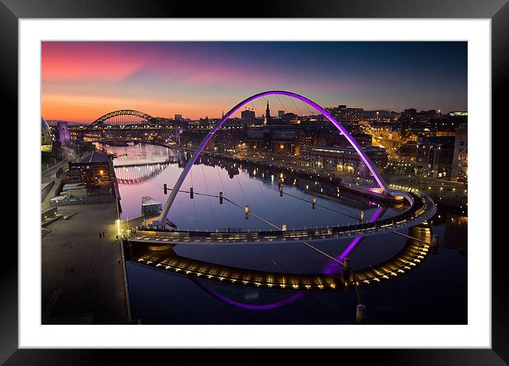 High View Twilight Tyne Framed Mounted Print by Paul Appleby