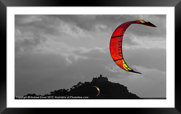 Kites at the Mount Framed Mounted Print by Andrew Driver