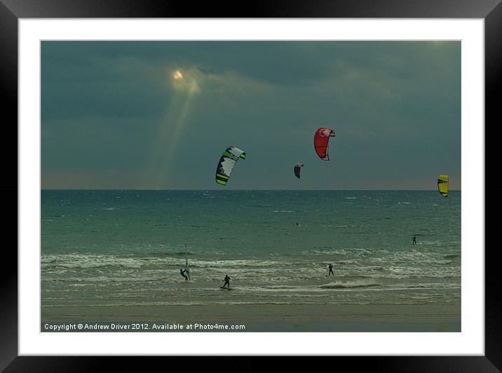 Kites and Lights Framed Mounted Print by Andrew Driver