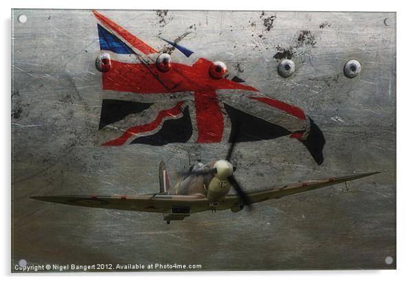Patriotic Spitfire Acrylic by Nigel Bangert