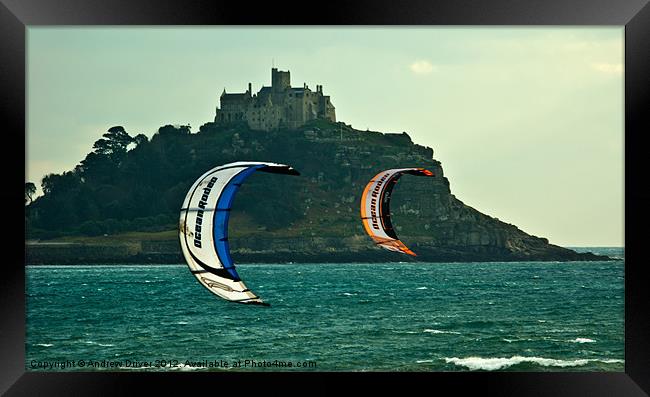 Racing kites Framed Print by Andrew Driver