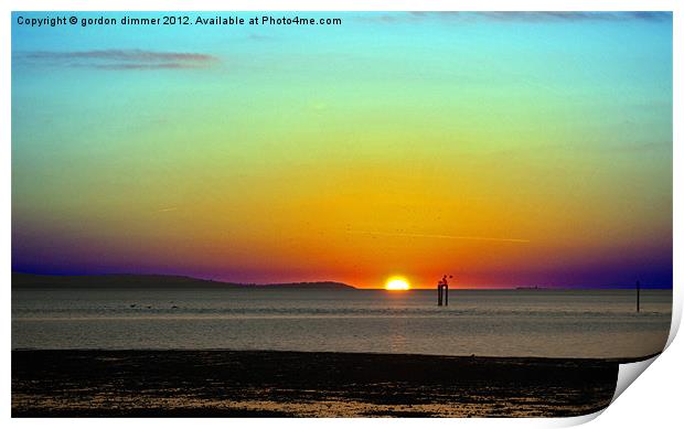 Multi coloured sunset Print by Gordon Dimmer