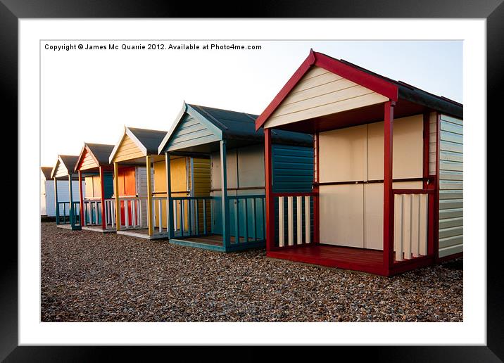 Beach Huts at Calshot Framed Mounted Print by James Mc Quarrie