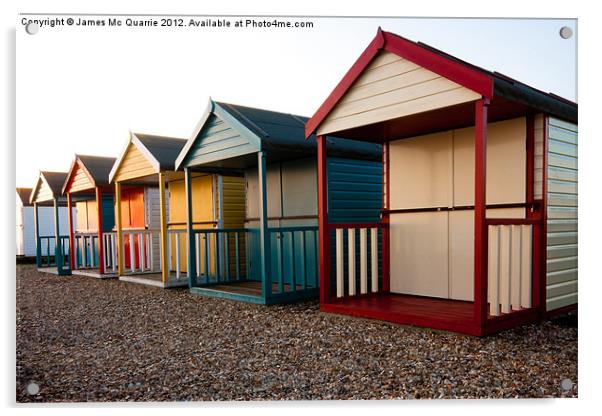 Beach Huts at Calshot Acrylic by James Mc Quarrie