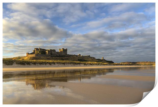 Bamburgh Castle Reflection Print by Kevin Tate