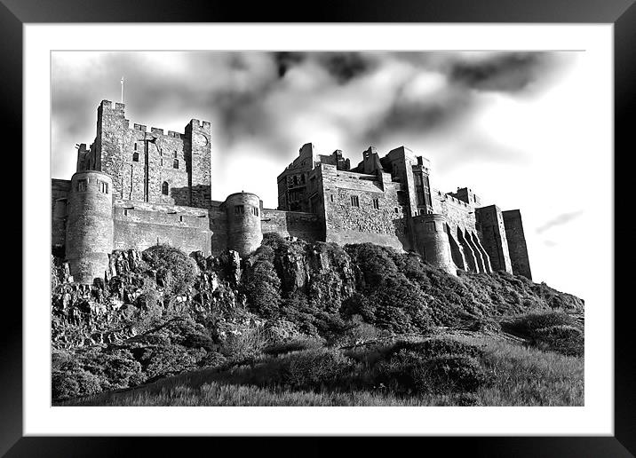 Bamburgh Castle B&W Framed Mounted Print by Kevin Tate