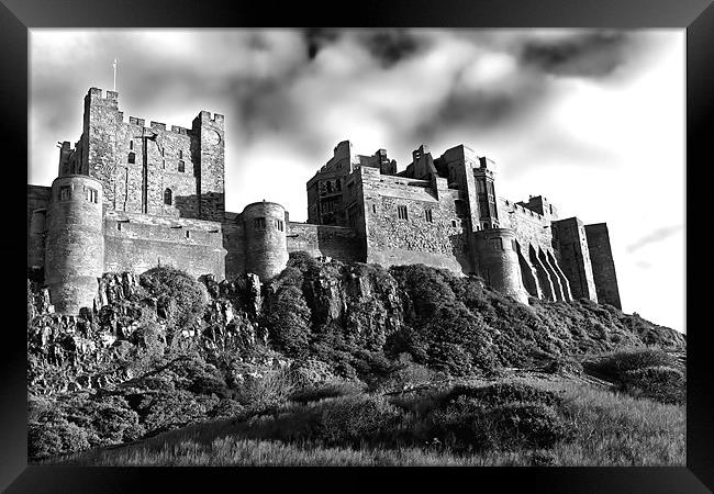 Bamburgh Castle B&W Framed Print by Kevin Tate