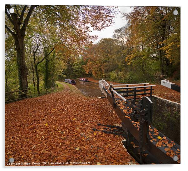 Llangynidr Locks autumn scene Acrylic by Creative Photography Wales
