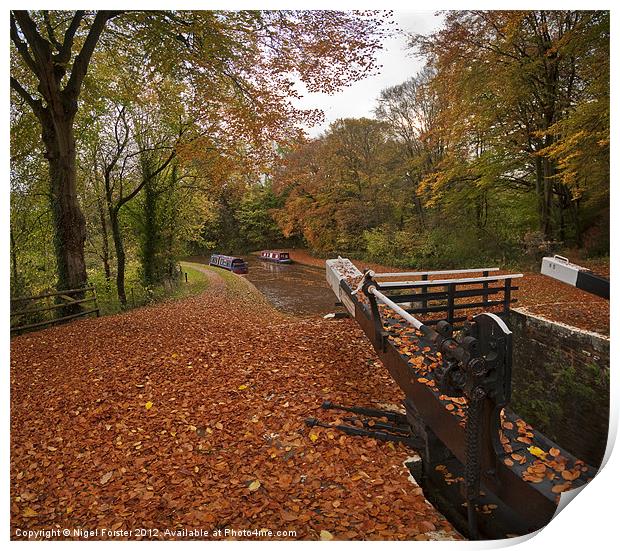 Llangynidr Locks autumn scene Print by Creative Photography Wales