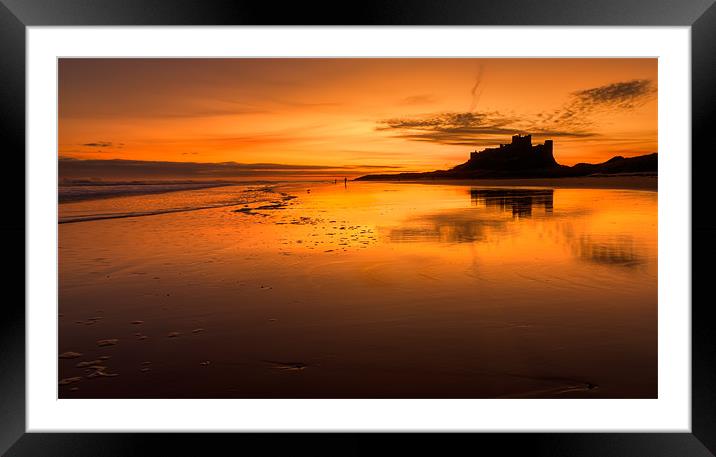 Sunrise at Bamburgh Beach Framed Mounted Print by Kevin Tate