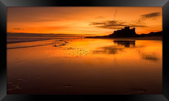 Sunrise at Bamburgh Beach Framed Print by Kevin Tate
