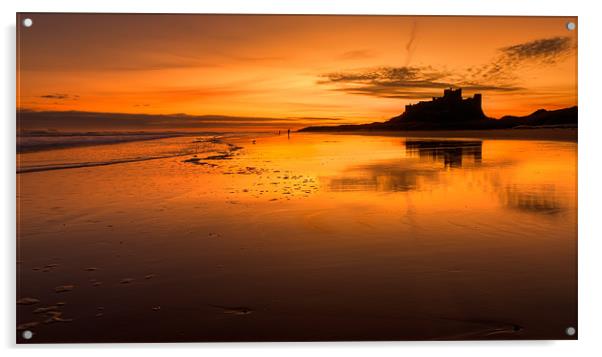 Sunrise at Bamburgh Beach Acrylic by Kevin Tate