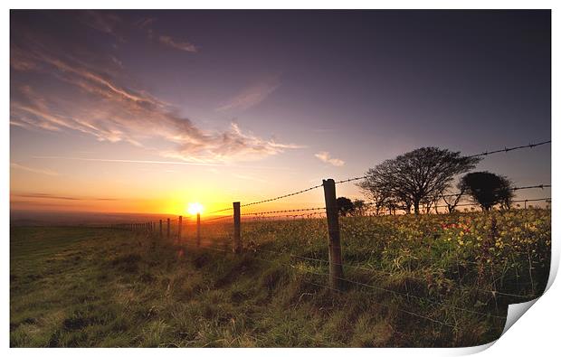 Sunset Fontmell Down Print by Val Saxby LRPS