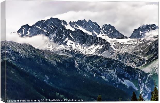 Mountain Peaks and Glaciers Canvas Print by Elaine Manley
