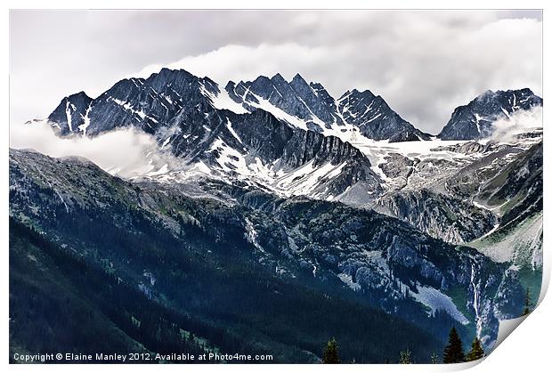 Mountain Peaks and Glaciers Print by Elaine Manley