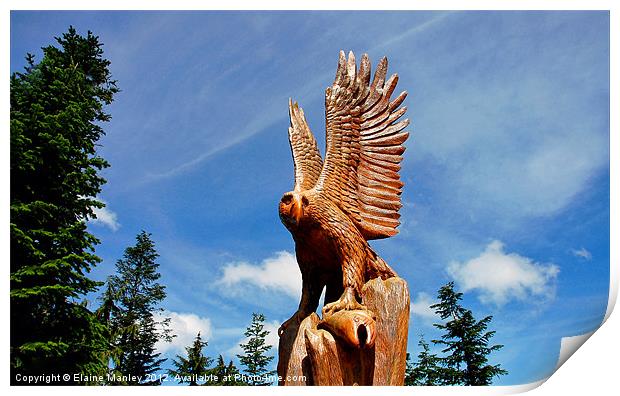 Wooden Carving Eagle .. misc  Print by Elaine Manley