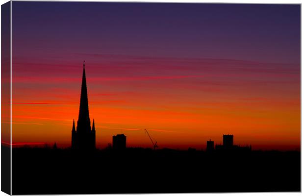 Last Light behind Norwich Cathedral Canvas Print by Paul Macro