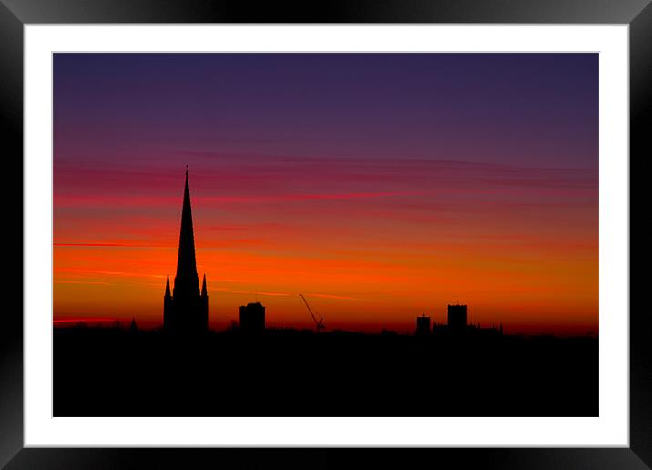 Last Light behind Norwich Cathedral Framed Mounted Print by Paul Macro