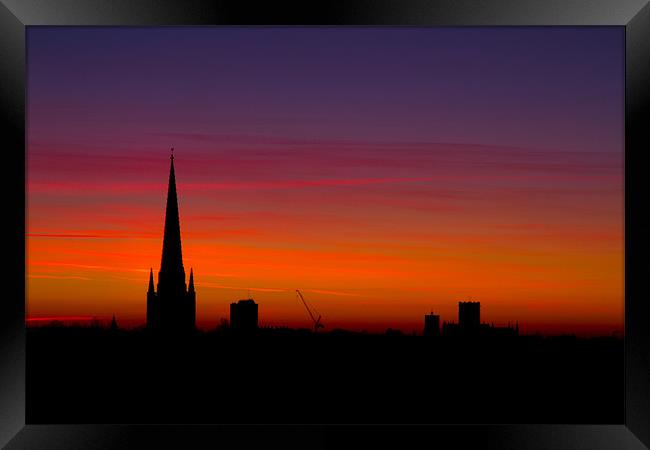 Last Light behind Norwich Cathedral Framed Print by Paul Macro