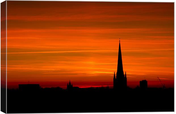 Norwich Cathedral Sunset Canvas Print by Paul Macro