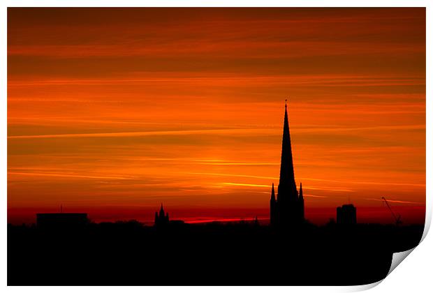 Norwich Cathedral Sunset Print by Paul Macro