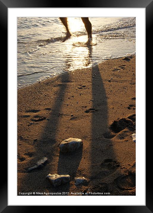 Human shadow on the sand Framed Mounted Print by Alfani Photography