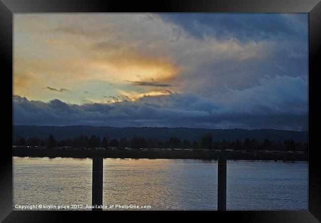 stormy sunset Framed Print by kirstin price