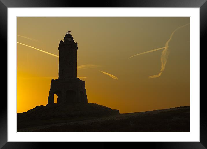 Darwen Jubilee Tower at sunrise Framed Mounted Print by Peter Elliott 