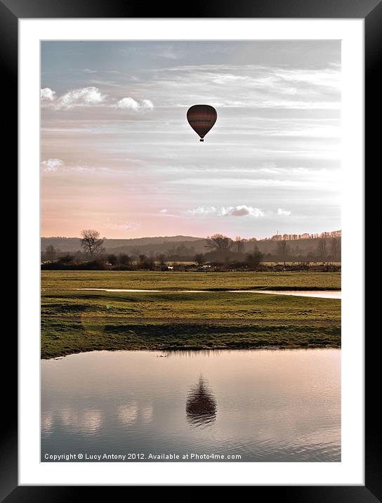 Balloon over Port Meadow, Oxford Framed Mounted Print by Lucy Antony