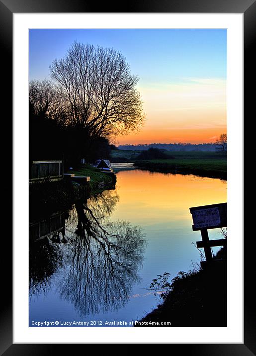 sunset on the canal Framed Mounted Print by Lucy Antony