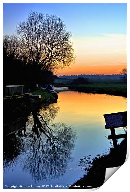 sunset on the canal Print by Lucy Antony