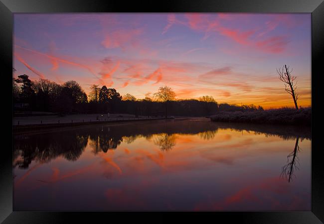 Frosty Sunrise over Coltishall Common Framed Print by Paul Macro