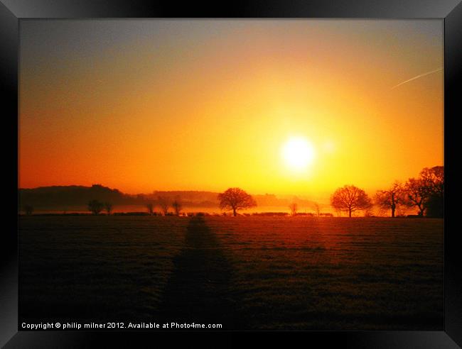 Winter Golden Sunrise Framed Print by philip milner