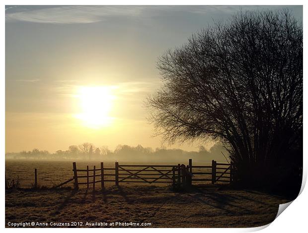 Frosty winter morning Print by Anne Couzens