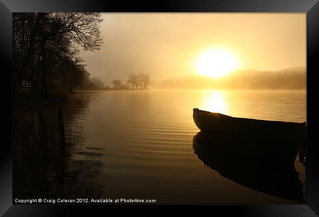 Boat at sunrise Framed Print by Craig Coleran