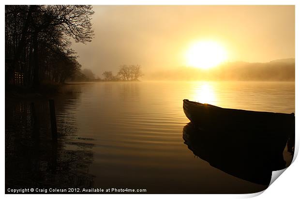 Boat at sunrise Print by Craig Coleran