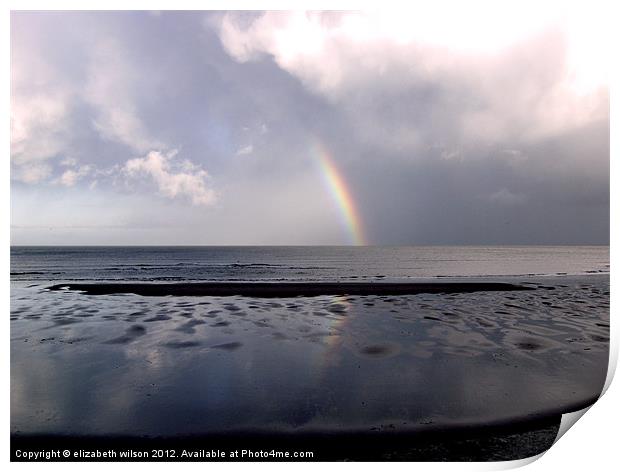 Rainbow Over Sea Print by Elizabeth Wilson-Stephen