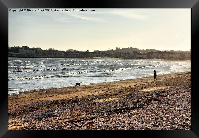 A Walk On The Beach Framed Print by Nicola Clark