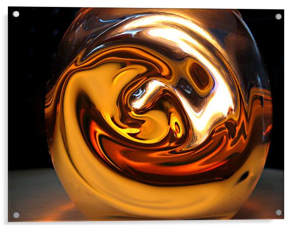 Warm Swirly globe on desk Acrylic by sean walters