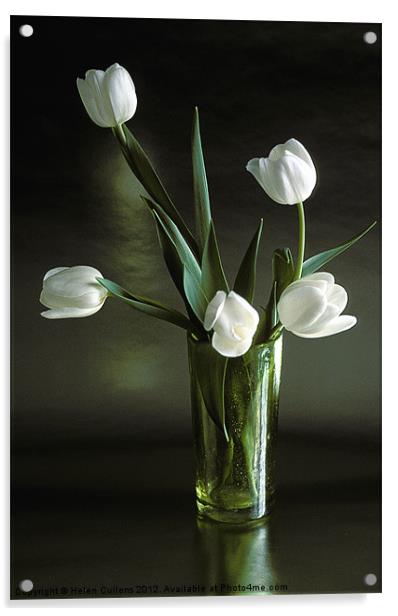WHITE TULIPS Acrylic by Helen Cullens