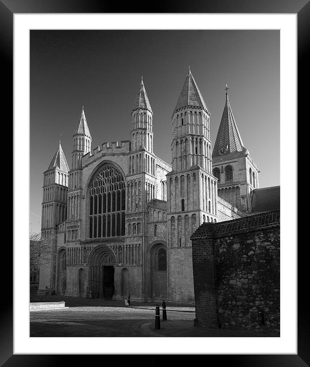 Rochester Cathedral bw. Framed Mounted Print by David French