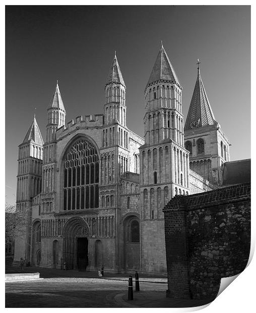Rochester Cathedral bw. Print by David French