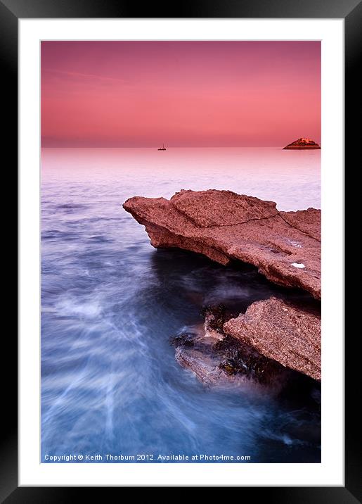 Rocks to sea with sunset Framed Mounted Print by Keith Thorburn EFIAP/b