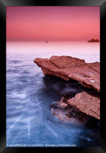 Rocks to sea with sunset Framed Print by Keith Thorburn EFIAP/b