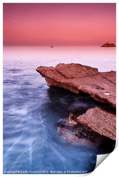 Rocks to sea with sunset Print by Keith Thorburn EFIAP/b