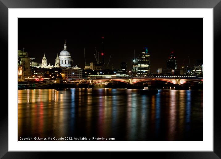 London Skyline at night Framed Mounted Print by James Mc Quarrie