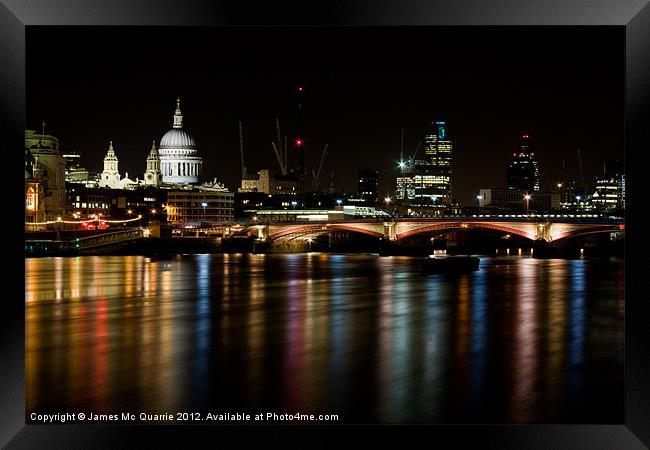 London Skyline at night Framed Print by James Mc Quarrie