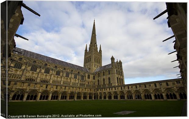 Norwich Cathedral From The Cloisters Canvas Print by Darren Burroughs