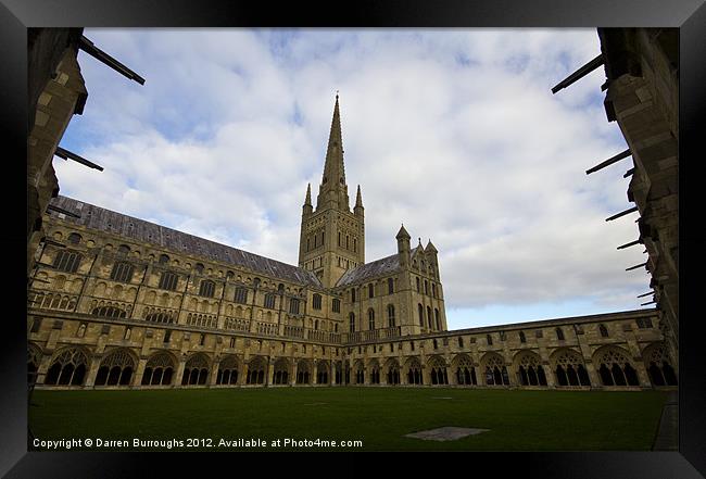 Norwich Cathedral From The Cloisters Framed Print by Darren Burroughs