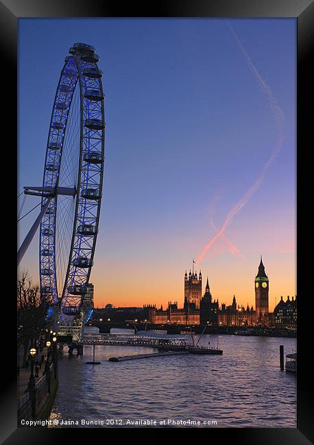 Sunset on river Thames Framed Print by Jasna Buncic